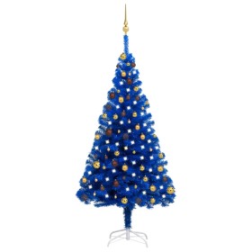 Árbol de Navidad preiluminado con luces y bolas azul 180 cm de vidaXL, Arboles de navidad - Ref: Foro24-3077509, Precio: 60,9...