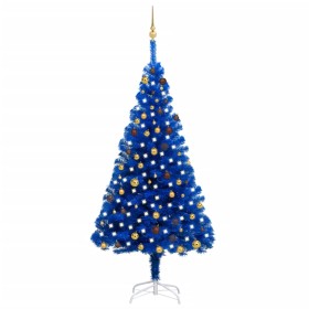 Árbol de Navidad preiluminado con luces y bolas azul 210 cm de vidaXL, Arboles de navidad - Ref: Foro24-3077510, Precio: 88,9...