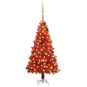 Beleuchteter Weihnachtsbaum mit Lichtern und roten Kugeln 120 cm von vidaXL, Weihnachtsbäume - Ref: Foro24-3077512, Preis: 40...