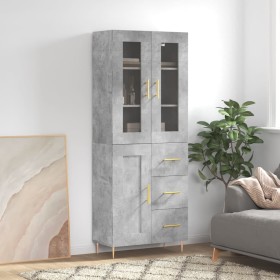 Concrete gray plywood tall sideboard 69.5x34x180 cm by vidaXL, Sideboards - Ref: Foro24-3198653, Price: 170,63 €, Discount: %