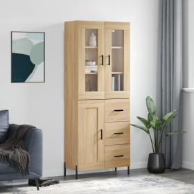 Tall plywood oak-colored highboard 69.5x34x180 cm by vidaXL, Sideboards - Ref: Foro24-3198668, Price: 178,99 €, Discount: %