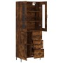 Aparador alto madera contrachapada roble ahumado 69,5x34x180 cm de vidaXL, Aparadores - Ref: Foro24-3198662, Precio: 178,99 €...