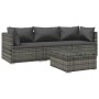 4-teiliges Gartensofa-Set und graue synthetische Rattankissen von vidaXL, Gartensets - Ref: Foro24-3101421, Preis: 372,83 €, ...