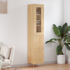 Aparador de madera contrachapada roble Sonoma 34,5x34x180 cm de vidaXL, Aparadores - Ref: Foro24-3199164, Precio: 91,99 €, De...