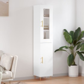 Aparador alto madera contrachapada blanco brillo 34,5x34x180 cm de vidaXL, Aparadores - Ref: Foro24-3199163, Precio: 112,99 €...