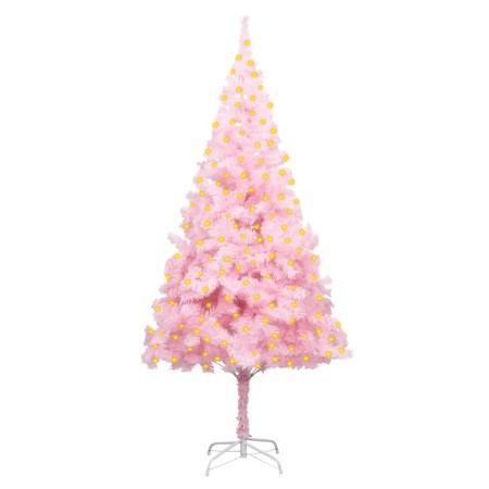 Árbol de Navidad artificial con LEDs y soporte rosa 210 cm PVC de vidaXL, Arboles de navidad - Ref: Foro24-3077414, Precio: 5...