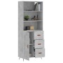 Aparador alto madera contrachapada gris hormigón 69,5x34x180 cm de vidaXL, Aparadores - Ref: Foro24-3189993, Precio: 140,37 €...