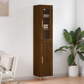 Aparador alto madera contrachapada roble marrón 34,5x34x180 cm de vidaXL, Aparadores - Ref: Foro24-3199168, Precio: 94,99 €, ...