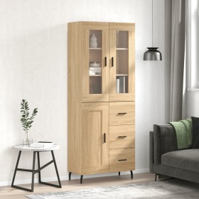 Aparador alto madera contrachapada color roble 69,5x34x180 cm de vidaXL, Aparadores - Ref: Foro24-3198676, Precio: 173,99 €, ...