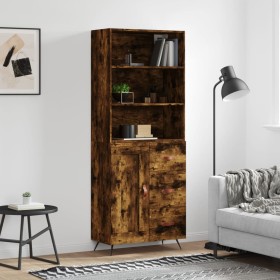 Aparador alto madera contrachapada roble ahumado 69,5x34x180 cm de vidaXL, Aparadores - Ref: Foro24-3189994, Precio: 137,89 €...