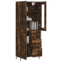 Aparador alto madera contrachapada roble ahumado 69,5x34x180 cm de vidaXL, Aparadores - Ref: Foro24-3198678, Precio: 166,39 €...