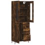 Aparador alto madera contrachapada roble ahumado 69,5x34x180 cm de vidaXL, Aparadores - Ref: Foro24-3198678, Precio: 166,39 €...