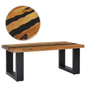 Solid teak wood and volcanic stone center table 100x50x40 cm by vidaXL, Coffee table - Ref: Foro24-281645, Price: 204,99 €, D...