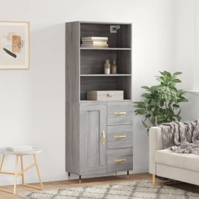 Aparador alto madera contrachapada gris sonoma 69,5x34x180 cm de vidaXL, Aparadores - Ref: Foro24-3190003, Precio: 143,25 €, ...