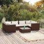 Set muebles de jardín 7 piezas y cojines ratán sintético marrón de vidaXL, Conjuntos de jardín - Ref: Foro24-3101946, Precio:...