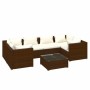 Set muebles de jardín 7 piezas y cojines ratán sintético marrón de vidaXL, Conjuntos de jardín - Ref: Foro24-3101946, Precio:...