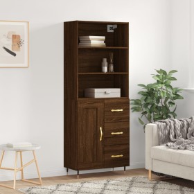 Tall brown oak plywood sideboard 69.5x34x180 cm by vidaXL, Sideboards - Ref: Foro24-3190004, Price: 142,79 €, Discount: %