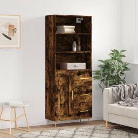 Tall smoked oak plywood highboard 69.5x34x180 cm by vidaXL, Sideboards - Ref: Foro24-3190010, Price: 138,99 €, Discount: %