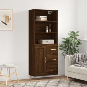 Aparador alto madera contrachapada marrón roble 69,5x34x180 cm de vidaXL, Aparadores - Ref: Foro24-3190012, Precio: 143,99 €,...