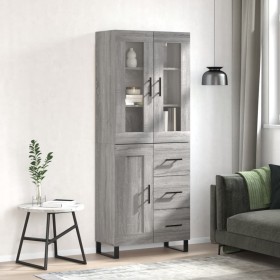 High sideboard sonoma gray plywood 69.5x34x180 cm by vidaXL, Sideboards - Ref: Foro24-3198687, Price: 190,99 €, Discount: %