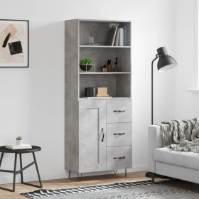 Aparador alto madera contrachapada gris hormigón 69,5x34x180 cm de vidaXL, Aparadores - Ref: Foro24-3190017, Precio: 134,99 €...