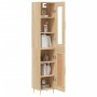 Aparador de madera contrachapada roble Sonoma 34,5x34x180 cm de vidaXL, Aparadores - Ref: Foro24-3199484, Precio: 100,77 €, D...