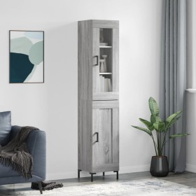 Tall Sonoma gray plywood sideboard 34.5x34x180 cm by vidaXL, Sideboards - Ref: Foro24-3199495, Price: 108,99 €, Discount: %