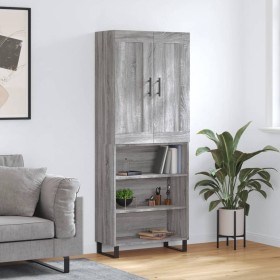 Tall gray Sonoma plywood sideboard 69.5x34x180 cm by vidaXL, Sideboards - Ref: Foro24-3200095, Price: 130,74 €, Discount: %