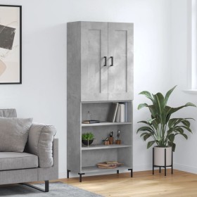 Tall plywood gray concrete sideboard 69.5x34x180 cm by vidaXL, Sideboards - Ref: Foro24-3200069, Price: 117,99 €, Discount: %