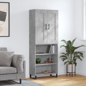 Concrete gray plywood tall sideboard 69.5x34x180 cm by vidaXL, Sideboards - Ref: Foro24-3200093, Price: 129,99 €, Discount: %