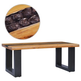 Solid teak wood and polyresin coffee table 100x50x40 cm by vidaXL, Coffee table - Ref: Foro24-281646, Price: 201,11 €, Discou...