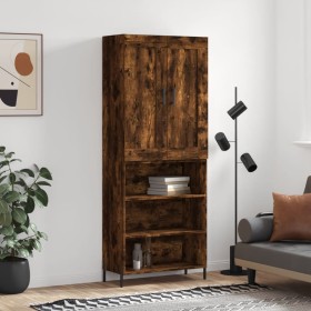 Aparador alto madera contrachapada roble ahumado 69,5x34x180 cm de vidaXL, Aparadores - Ref: Foro24-3200078, Precio: 139,99 €...