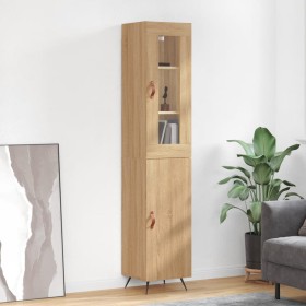 Aparador de madera contrachapada roble Sonoma 34,5x34x180 cm de vidaXL, Aparadores - Ref: Foro24-3199148, Precio: 99,72 €, De...