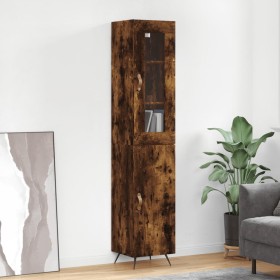 Aparador de madera contrachapada roble ahumado 34,5x34x180 cm de vidaXL, Aparadores - Ref: Foro24-3199150, Precio: 99,28 €, D...