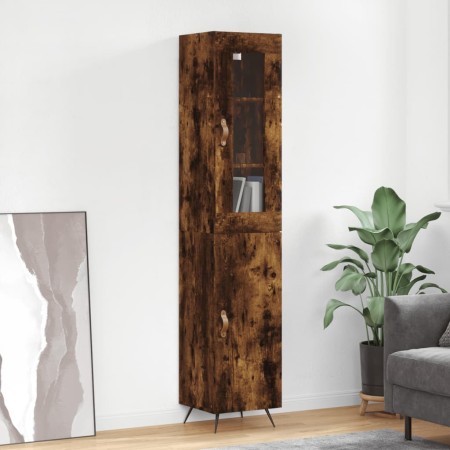 Aparador de madera contrachapada roble ahumado 34,5x34x180 cm de vidaXL, Aparadores - Ref: Foro24-3199150, Precio: 99,99 €, D...