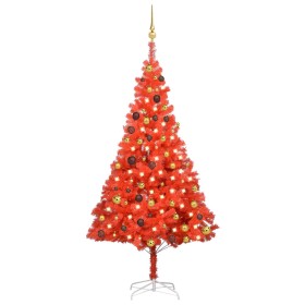 Künstliches Weihnachtsbaumset mit LED und roter Kugel 180 cm aus PVC von vidaXL, Weihnachtsbäume - Ref: Foro24-3077514, Preis...