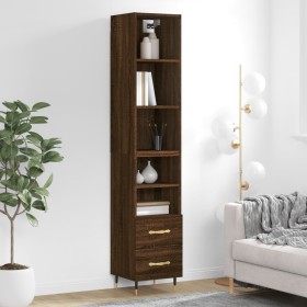 Aparador alto madera contrachapada roble marrón 34,5x34x180 cm de vidaXL, Aparadores - Ref: Foro24-3189748, Precio: 92,99 €, ...