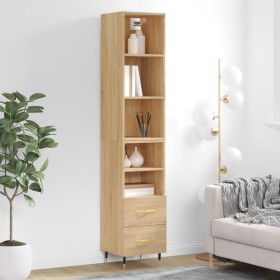 Aparador de madera contrachapada roble Sonoma 34,5x34x180 cm de vidaXL, Aparadores - Ref: Foro24-3189744, Precio: 95,88 €, De...