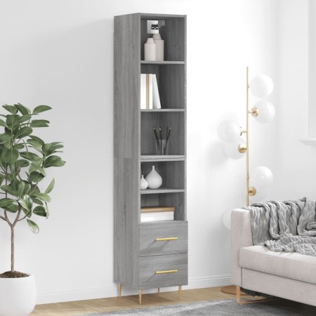 Aparador alto madera contrachapada gris Sonoma 34,5x34x180 cm de vidaXL, Aparadores - Ref: Foro24-3189755, Precio: 93,99 €, D...