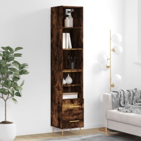 Aparador de madera contrachapada roble ahumado 34,5x34x180 cm de vidaXL, Aparadores - Ref: Foro24-3189754, Precio: 88,99 €, D...