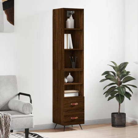 Aparador alto madera contrachapada roble marrón 34,5x34x180 cm de vidaXL, Aparadores - Ref: Foro24-3189740, Precio: 93,99 €, ...