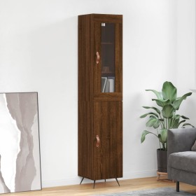 Tall brown oak plywood sideboard 34.5x34x180 cm by vidaXL, Sideboards - Ref: Foro24-3199152, Price: 102,99 €, Discount: %