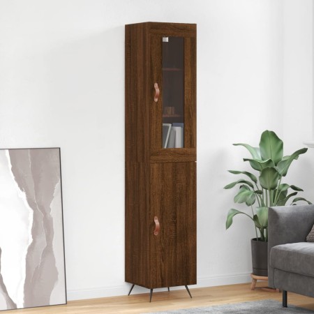 Aparador alto madera contrachapada roble marrón 34,5x34x180 cm de vidaXL, Aparadores - Ref: Foro24-3199152, Precio: 102,99 €,...