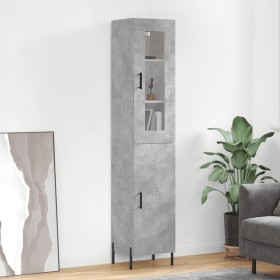 Aparador de madera contrachapada gris hormigón 34,5x34x180 cm de vidaXL, Aparadores - Ref: Foro24-3199181, Precio: 103,99 €, ...