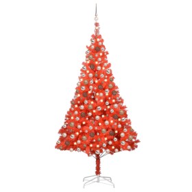 Beleuchteter Weihnachtsbaum mit Lichtern und roten Kugeln 210 cm von vidaXL, Weihnachtsbäume - Ref: Foro24-3077601, Preis: 81...