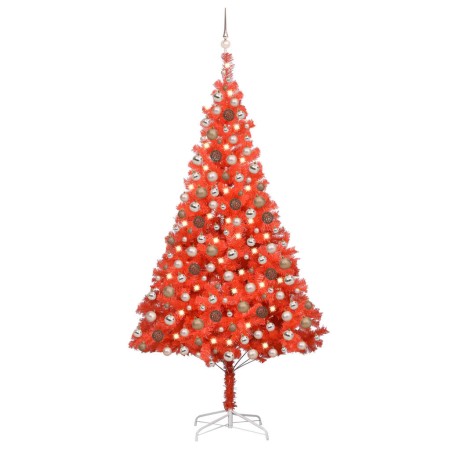 Beleuchteter Weihnachtsbaum mit Lichtern und roten Kugeln 210 cm von vidaXL, Weihnachtsbäume - Ref: Foro24-3077601, Preis: 81...