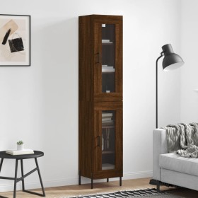 Tall brown oak plywood sideboard 34.5x34x180 cm by vidaXL, Sideboards - Ref: Foro24-3199440, Price: 107,99 €, Discount: %