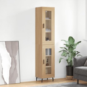 Aparador de madera contrachapada roble Sonoma 34,5x34x180 cm de vidaXL, Aparadores - Ref: Foro24-3199444, Precio: 100,99 €, D...