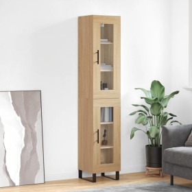 Aparador de madera contrachapada roble Sonoma 34,5x34x180 cm de vidaXL, Aparadores - Ref: Foro24-3199452, Precio: 109,14 €, D...