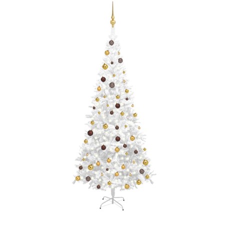 Árbol de Navidad artificial con luces y bolas blanco 240 cm de vidaXL, Arboles de navidad - Ref: Foro24-3077496, Precio: 120,...